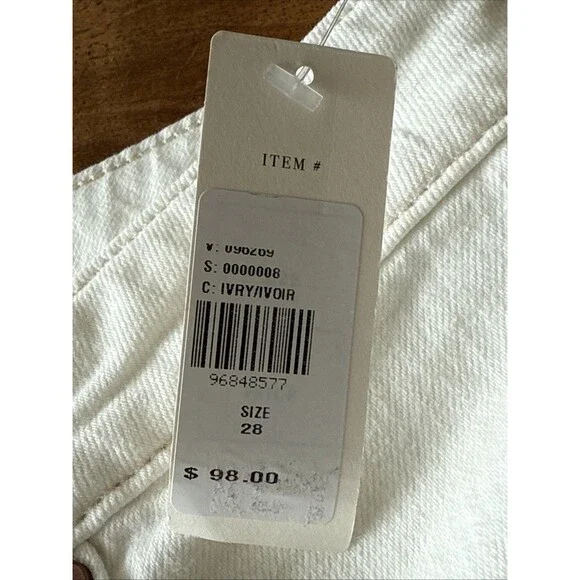Anthropologie Pilcro The Austyn High Rise‎ Cuffed Jean Shorts Ivory Size 28 NWT - Picture 8 of 11